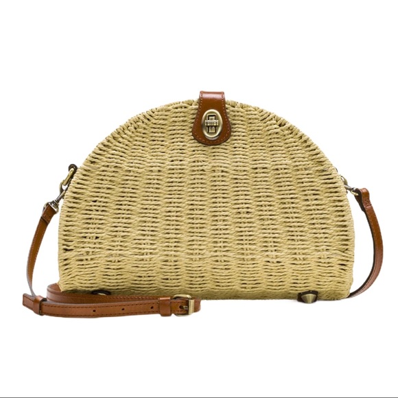 Patricia Nash Susella Half Moon Straw Crossbody